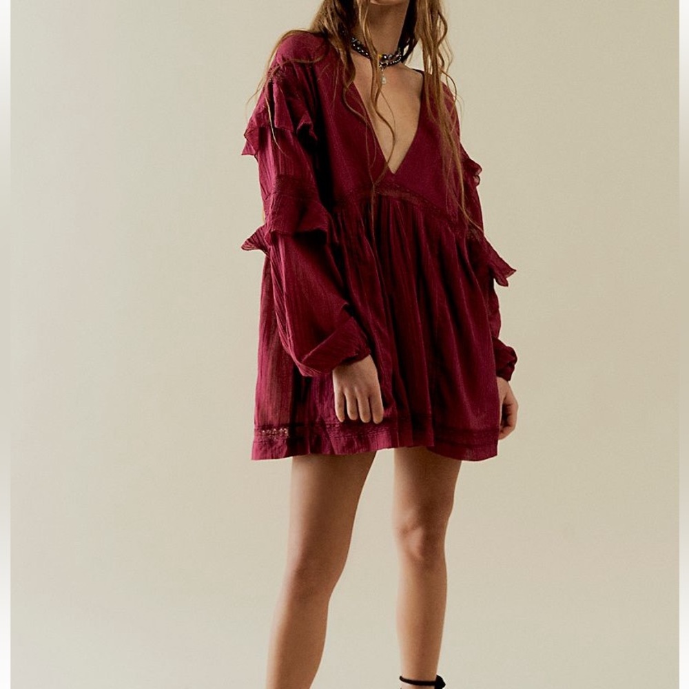 NWT Free People Seashell Skort Romper size XS in Beet Red